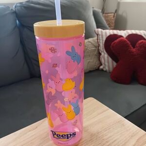 Peeps Pink Bunny & Chick Tall Tumbler with Straw 29.5 Fl Oz